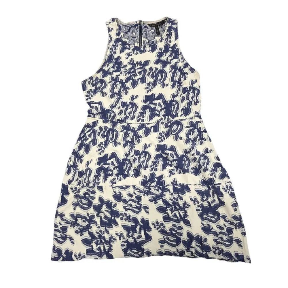BCBG MaxAzria Cassandra Dress in Dark Cobalt Combo Back Zip Up Sleeveless Woman'